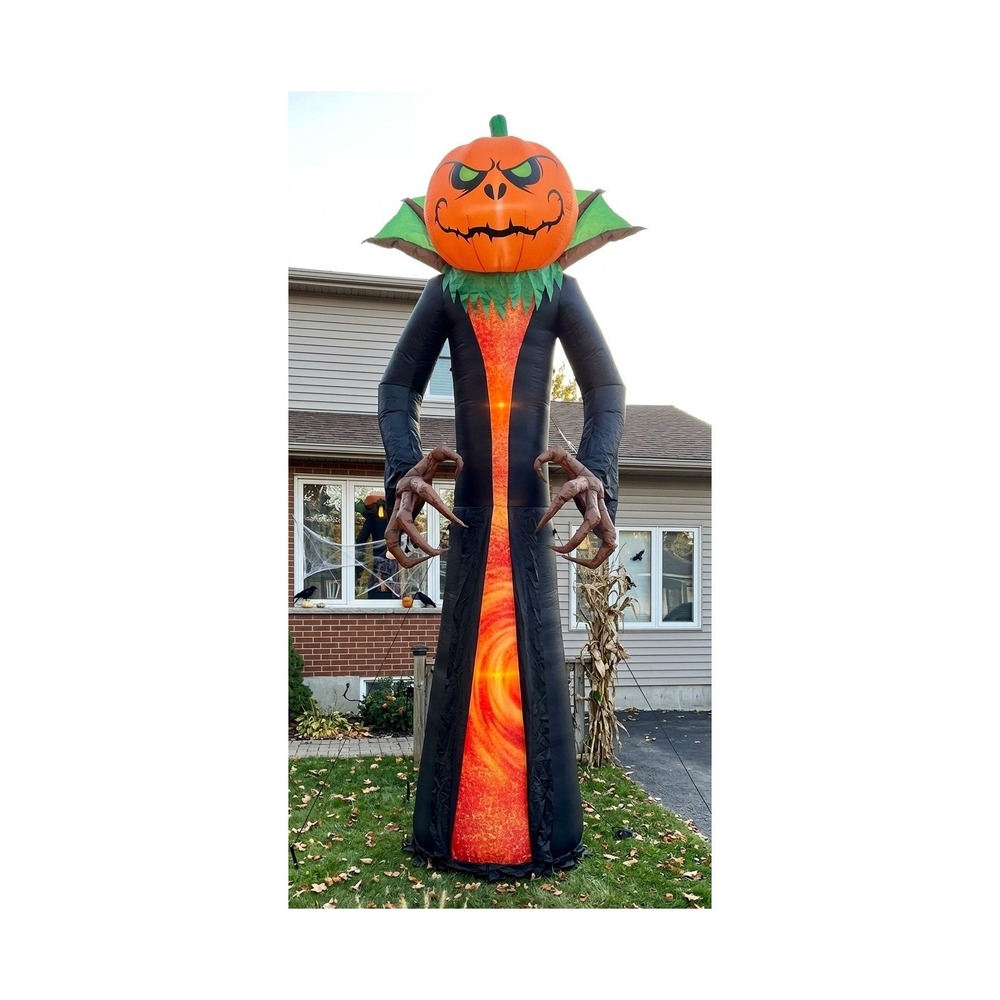 Holiday Living 12ft Pumpkin Reaper Halloween Airblown Inflatable Orange Black